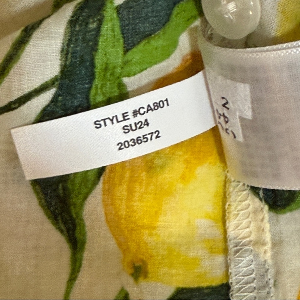 J Crew Cinch Waist Shirt Dress in Lemon Print Limoncello Voile Button-Up Dress - Picture 14 of 15